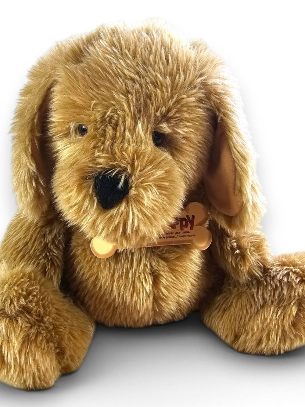 GUND Praise Puppy Dog Plush Stuffed Toy Brown Red Collar Psalm 145:2-3a 14"